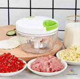 Hand Pulled Speedy Chopper Vegetable & Meat Chopper Grinder Multifunction Vegetable Fruits Nicer Dicer Shredder Cutter Handy Garlic Slicer Mincer Manual Nuts, Ginger, Garlic, Onion Crusher Machine 3 Blades Easy Spin Food Processor