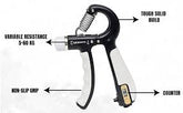 Automatic Counting Hand Gripper Adjustable Resistance Automatic Counting Non-Slip Hand Grip Strength Trainer Fingers Wrist Forearm Exerciser Workout Gear Home Gym Exercise Equipment Hand Gripper 5-60KG Automatic Non-Slip hand strengthen