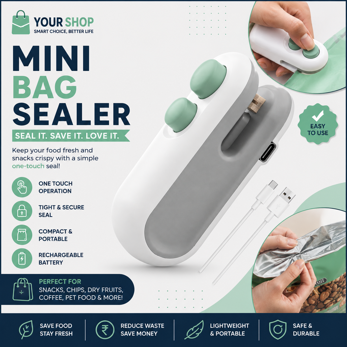 Portable Mini Bag Sealer for Food Storage